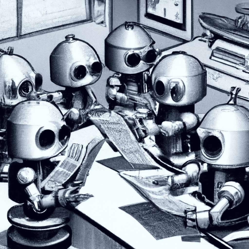 Robots working on Newsletter for 123 Done .AI